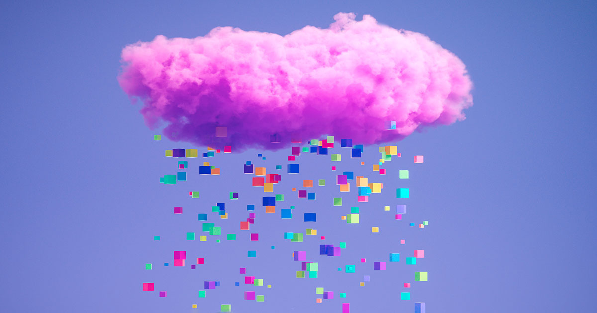 cloud raining digital cubes