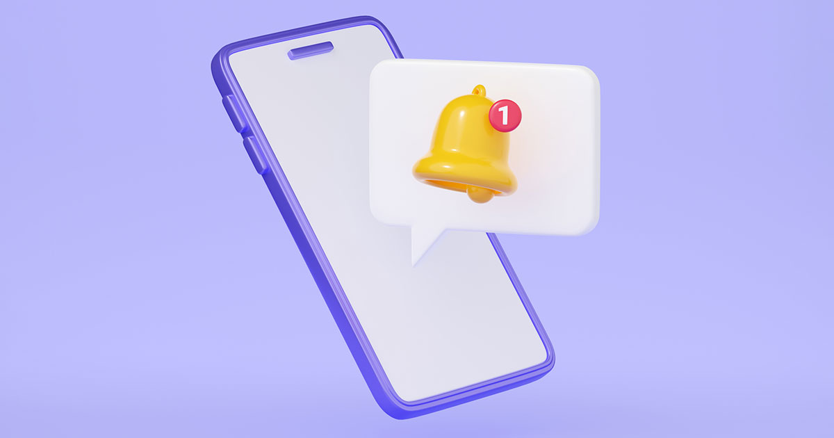 illustration of a cellphone with bell notification icon