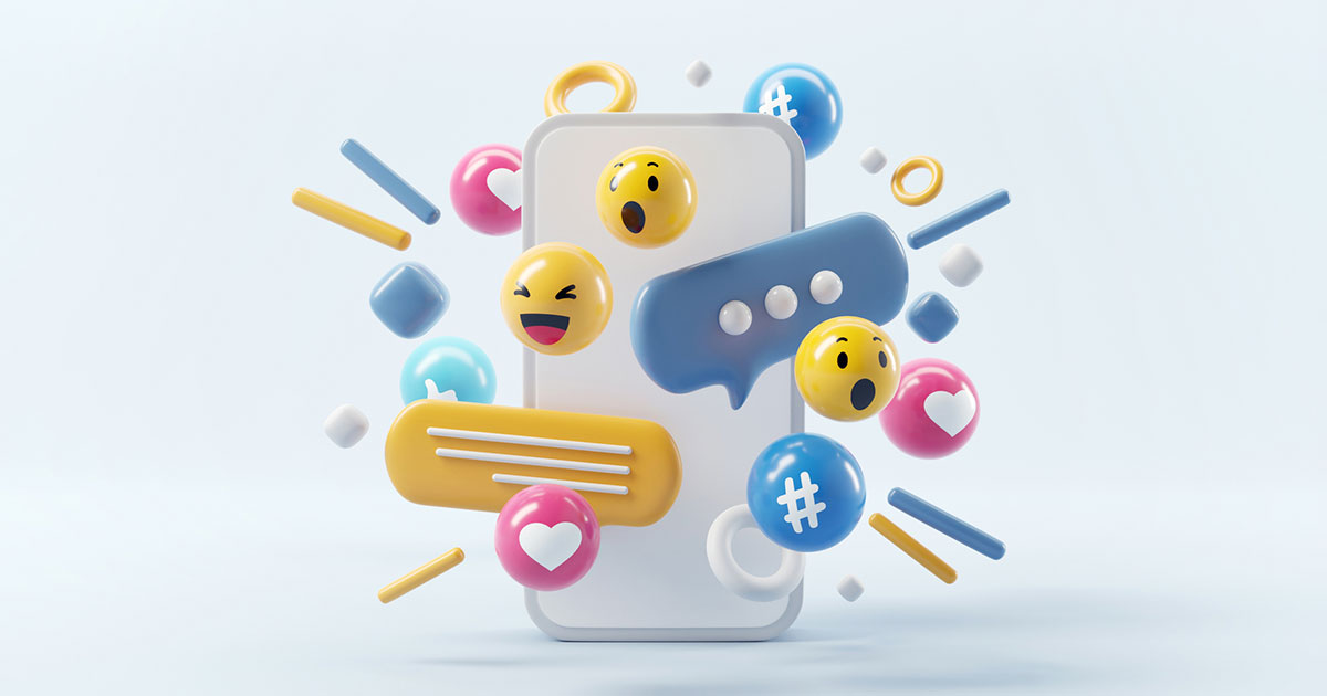 smartphone surrounded by emojis