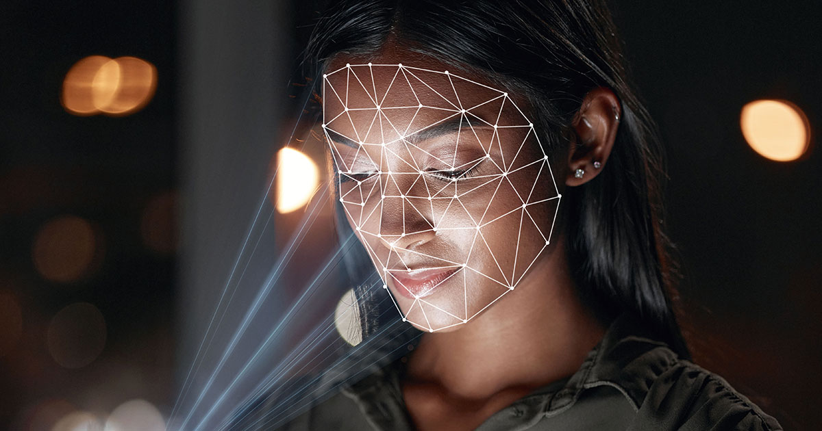 facial recognition software scanning a face