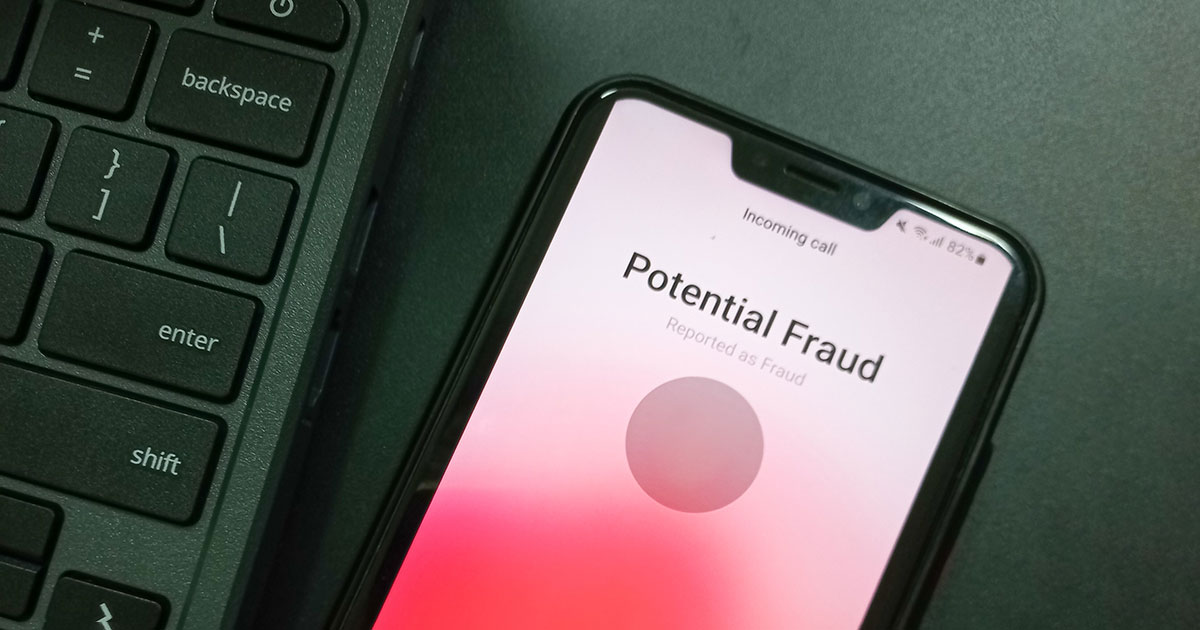 cell phone shows potential fraud on caller ID