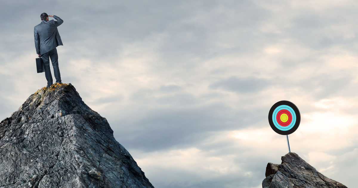 professional standing atop a mountain looking at a neary by target